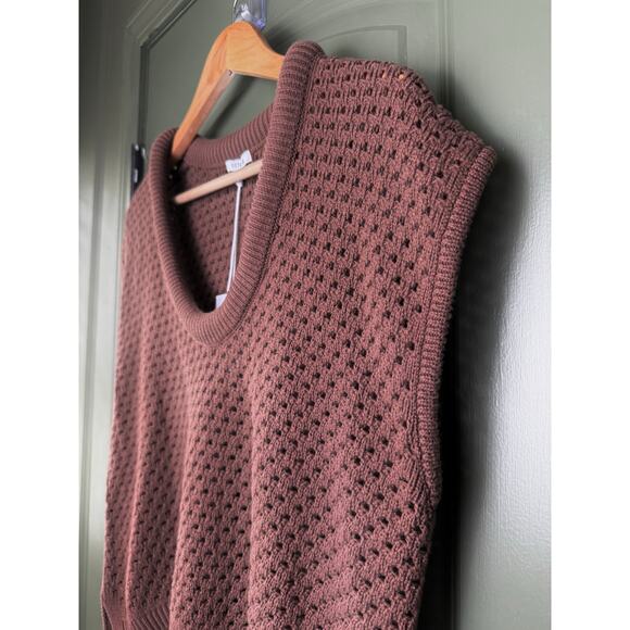 NWT Pistola Beck Open Knit Cropped Sweater Top Airy Earthen Brown Women's Small - Picture 2 of 5